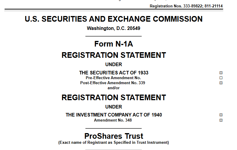 Authorization application document for ETF issuance of XRP futures.