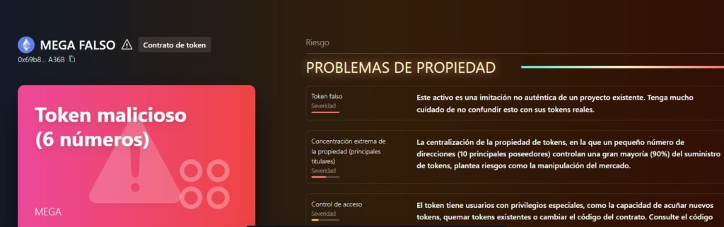 Diagnosis of Token Mega by Webacy.