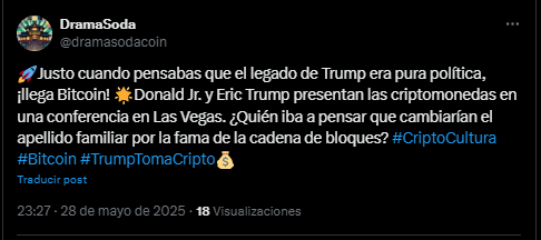 An X user leaves a comment on the participation of politicians in the Bitcoin Conference 2025.