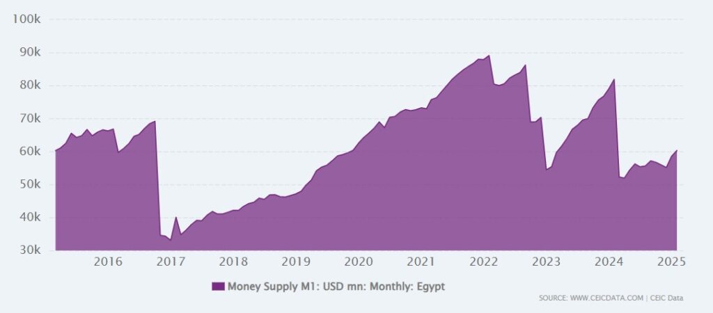 Figure of the monetary base of Egypt.