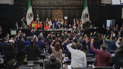 Session in old house of Xicoténcatl where the judicial reform was approved.
