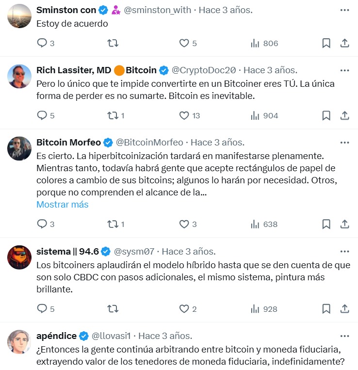 Comments on X from the Bitcoin community about Fred Krueger's comments.