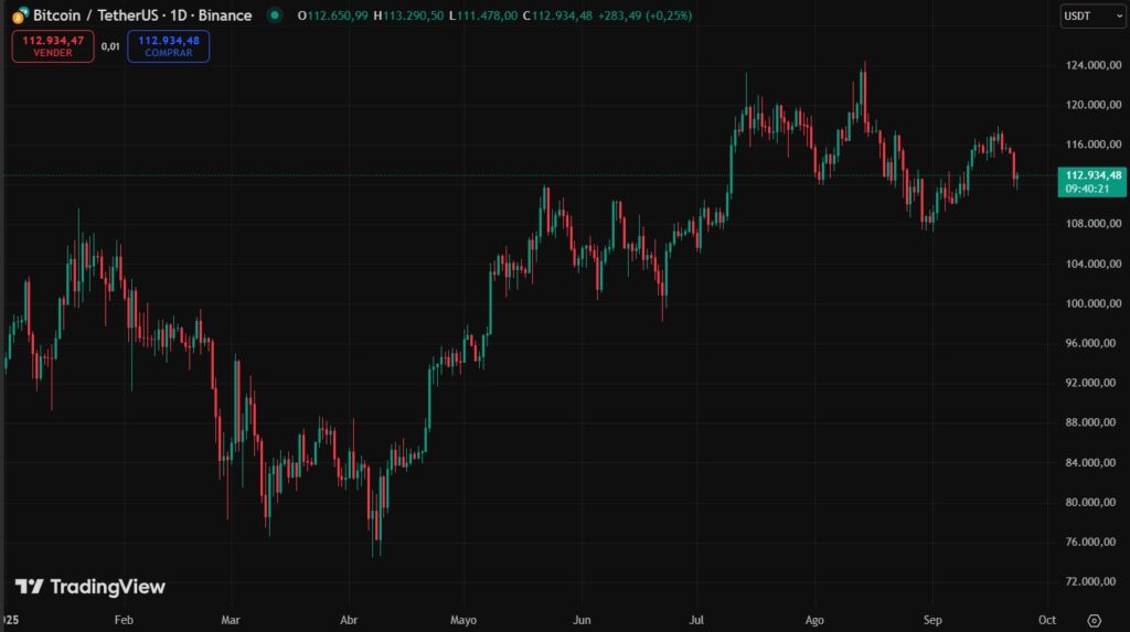 Annual Bitcoin price chart.