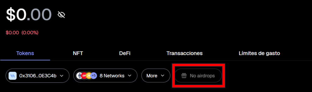 Screenshot of a MetaMask wallet interface.
