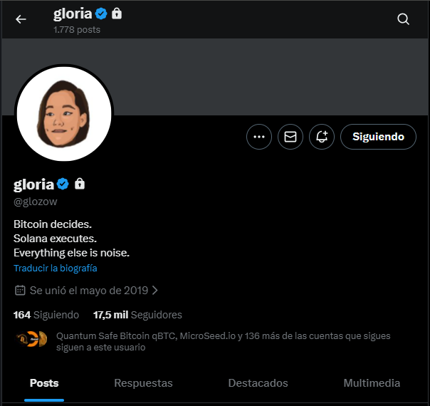 Screenshot of Bitcoin Core developer Gloria Zhao's X profile.