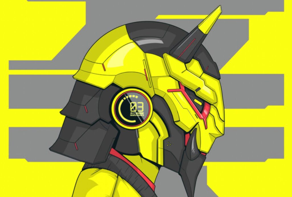 Yellow samourai robot NFT purchased by influencer Logan Paul