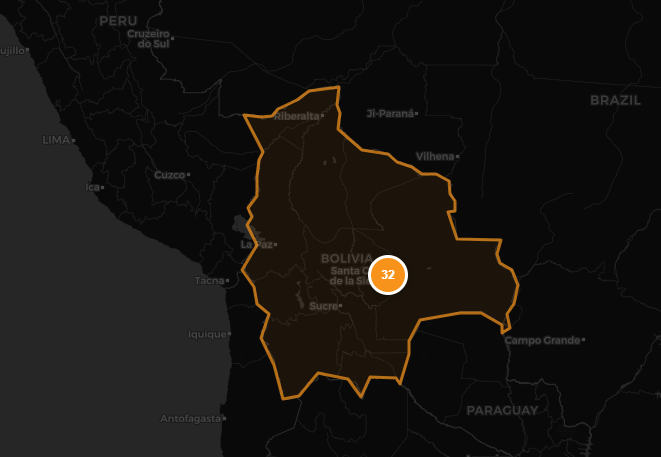 A map shows that in Santa Cruz in eastern Bolivia there are already more than 30 businesses accepting bitcoin as a form of payment.