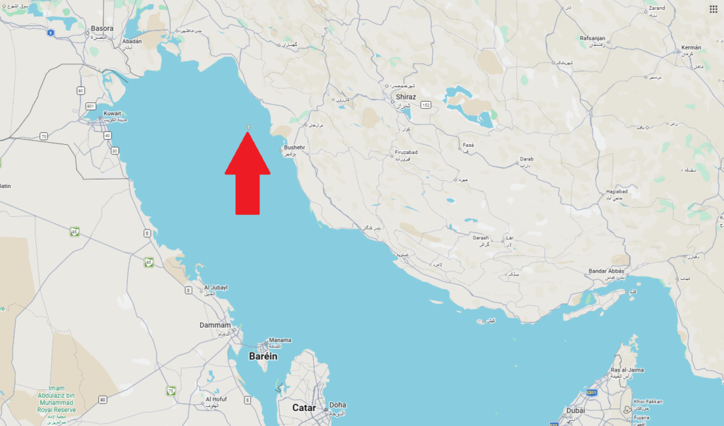Map showing Kharg Island.
