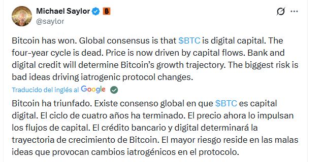 Tweet from Michael Saylor